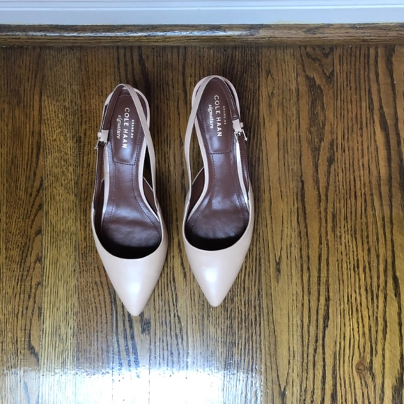 Cole Haan Leather Slingbacks Nude Heels sz 7.5B - Picture 1 of 14